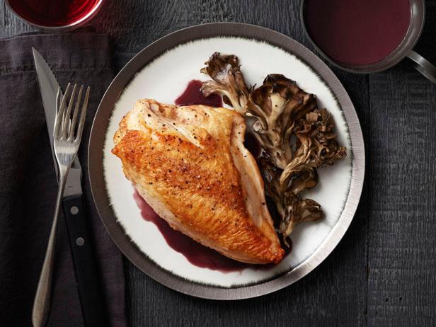 Roast Chicken & Mushrooms with a Red Wine Sauce